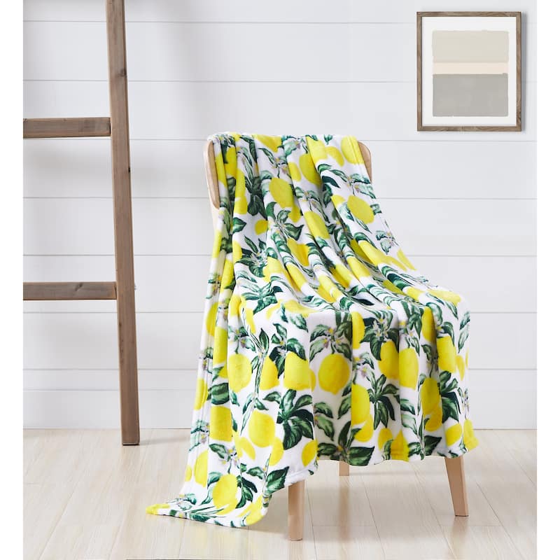 Lemon Garden Plush Flannel Throw