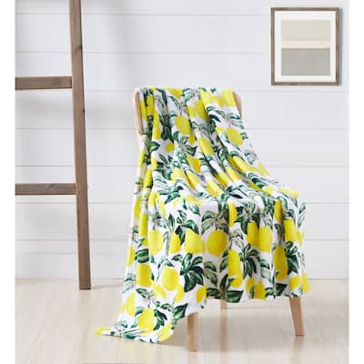 Lemon Garden Plush Flannel Throw