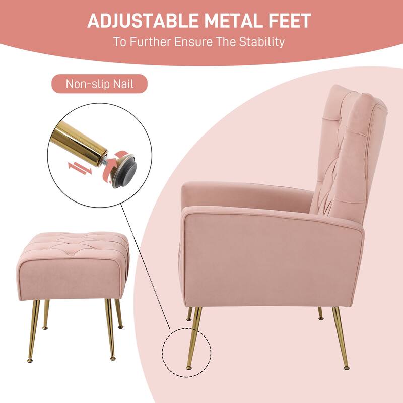 Ouyessir Upholstered Tufted Accent Chair with Ottoman