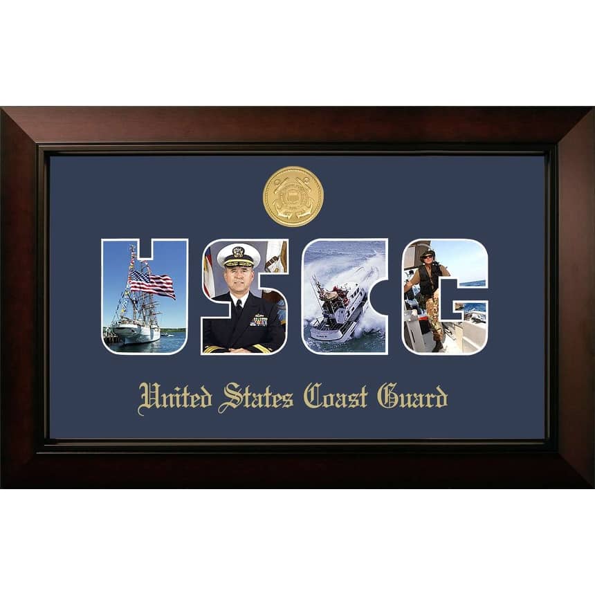 Patriot Frames Coast Guard Collage Photo Legacy Frame with Gold Medallion