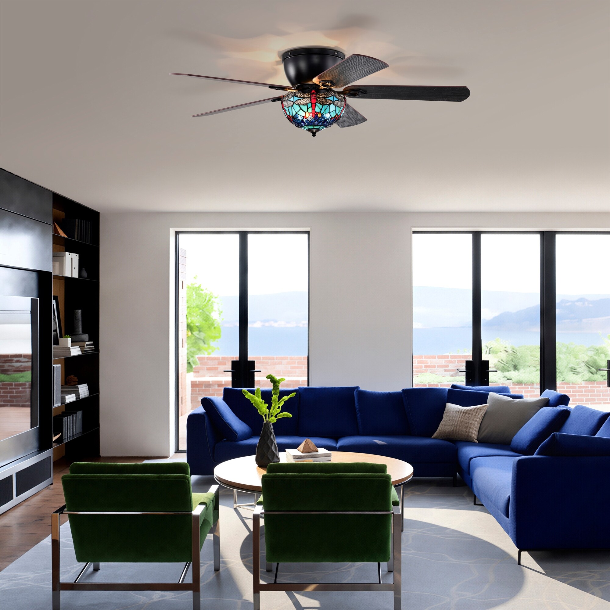 Warehouse of Tiffany Pluvey 52-Inch Flushmount Lighted Ceiling Fan
