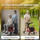 preview thumbnail 9 of 12, 2 in 1 Rollator Walker & Transport Chair for Seniors