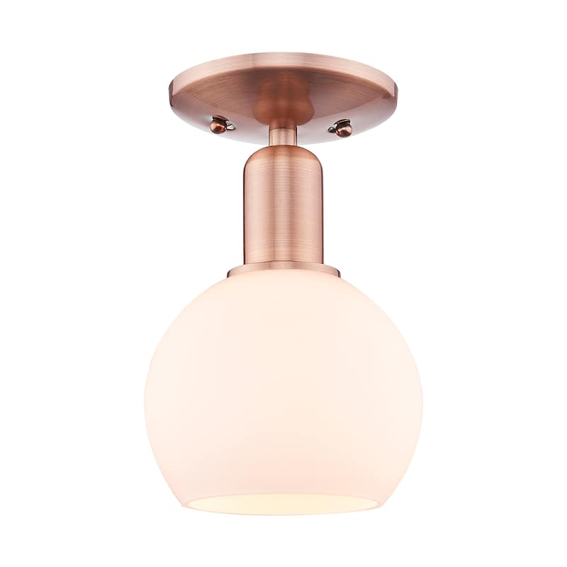 Innovations Lighting Endless Possibilities Arcadia - Athens - 1 Light 6" Semi-Flush Mount - Antique Copper/Matte White