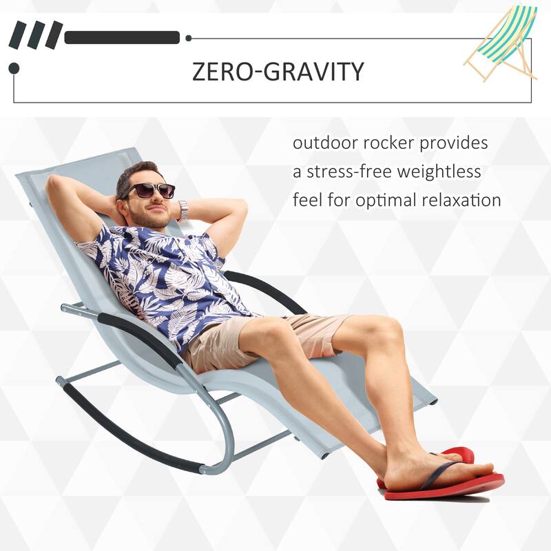 Outsunny Zero Gravity Chaise Rocker Patio Lounge Chairs with Recliner w/ Detachable Pillow & Weather-Fighting Fabric