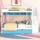 preview thumbnail 3 of 7, Full over Full Bunk Bed with Trundle and Stairs, Ladders with Storage Cabinet