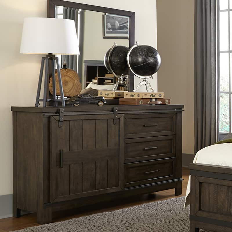 Liberty Furniture Thornwood Hills Youth Bookcase Bedroom Set with Bed, Dresser, Mirror - Full or Twin