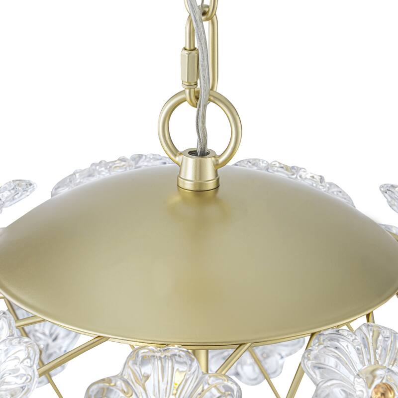 Modern 6-Light Glass Flower Globe Pendant Chandelier for Dining Room