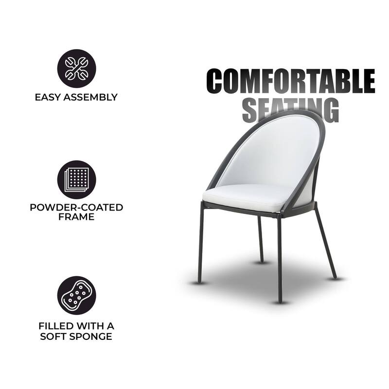 Vinyl Dining Chair with Curved Back and Stainless Steel Legs Set of 4