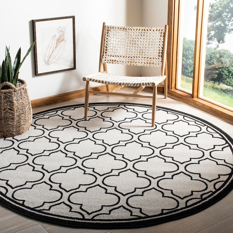 SAFAVIEH, Amherst Doraline Modern Rug - 7' Round - Ivory/Anthracite
