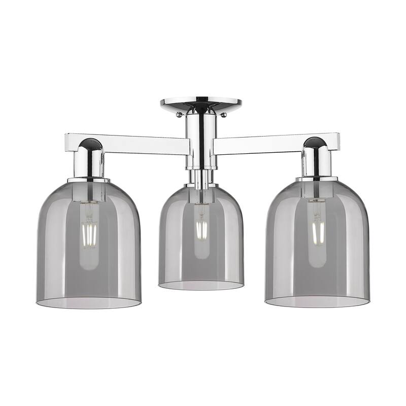 Innovations Lighting Endless Possibilities Arcadia - Bella - 3 Light 23" Semi-Flush Mount - Polished Chrome/Light Smoke