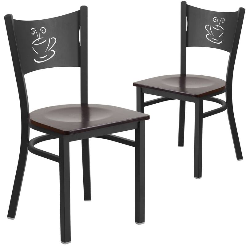 2 Pack Coffee Back Metal Restaurant Chair - 17.25"W x 20"D x 33.25"H