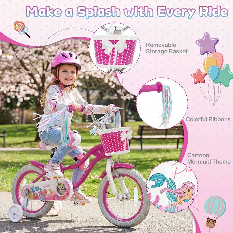 Gymax 14'' Kids Bike Toddler Bicycle w/ Training Wheels Hand & Coaster