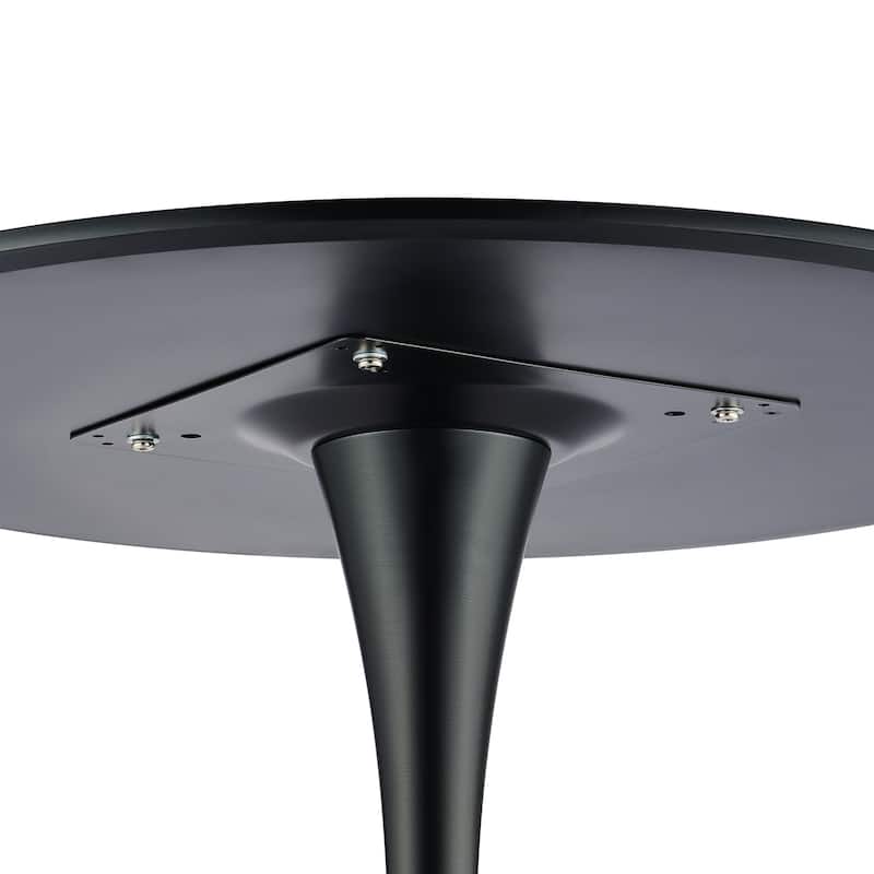 Mid-Century Modern Round Kitchen or Dining Table with Steel Pedestal Base for Dining Room - 31.5"