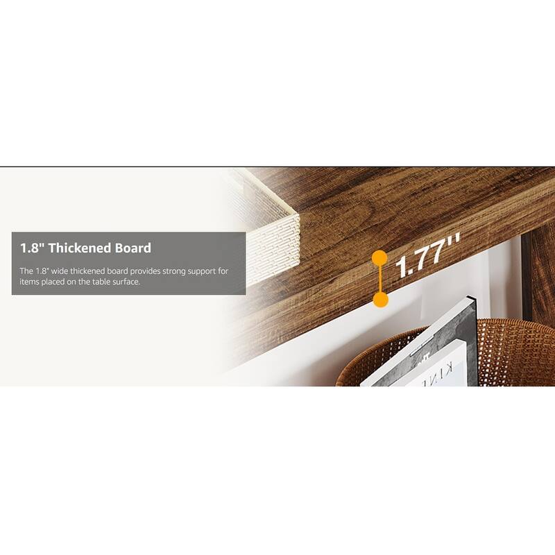 41" Wood 2-Tier Small Console Table Behind Couch with Storage