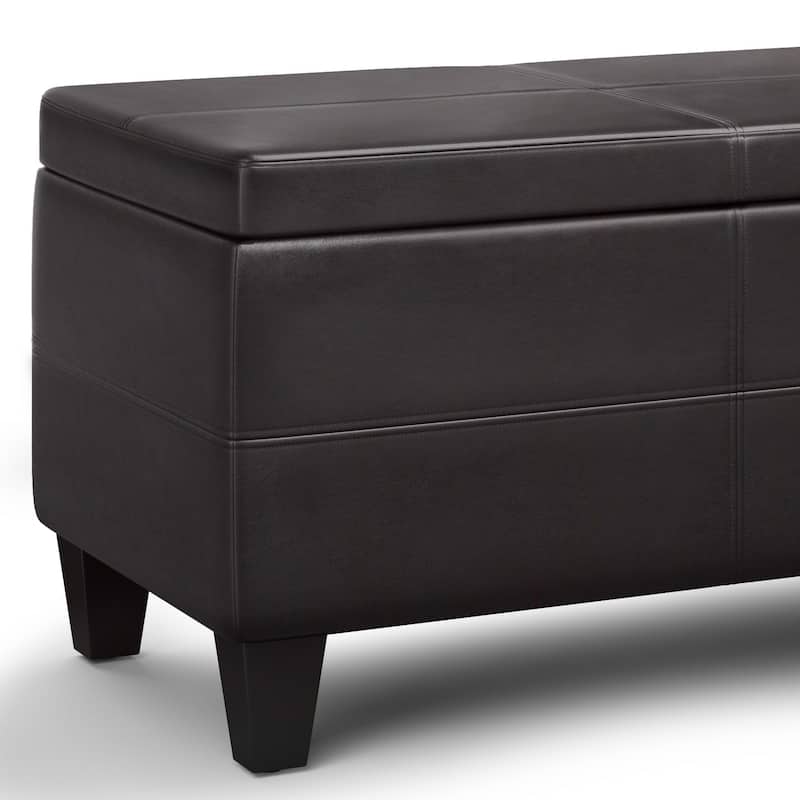 WYNDENHALL Franklin 44 inch Wide Contemporary Rectangle Storage Ottoman in Faux Leather