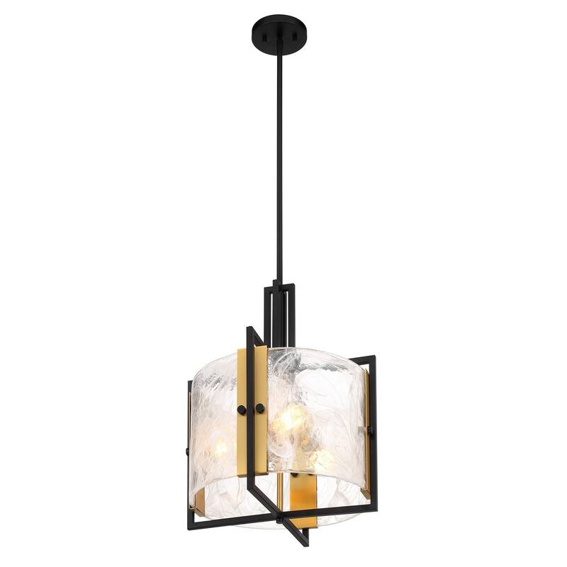 Hayward 3-Light Pendant in Matte Black with Warm Brass Accents