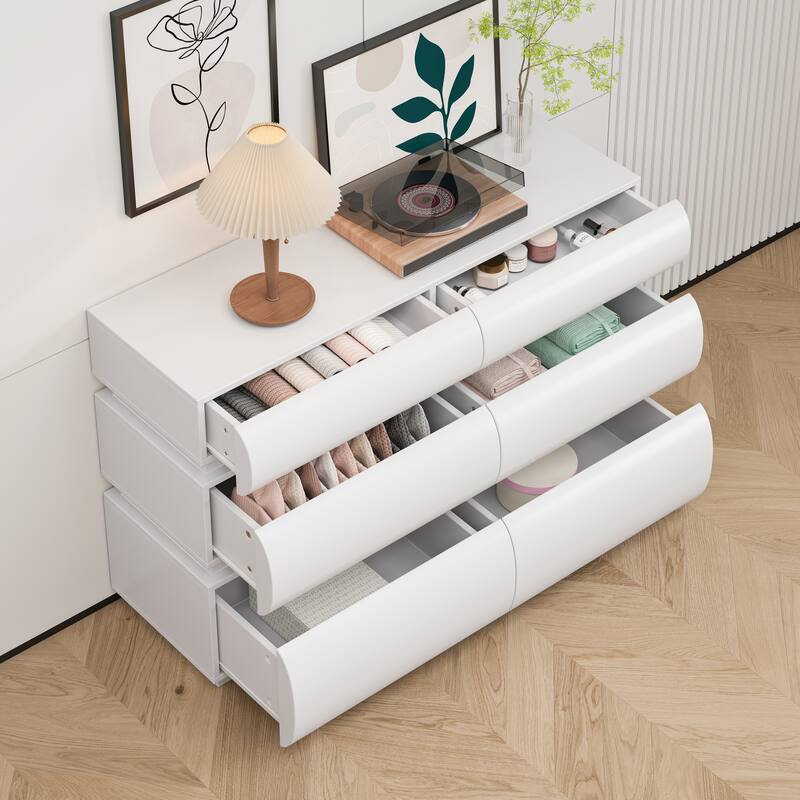 Modern Bedroom Dresser with Wide Storage Drawers, No Handle