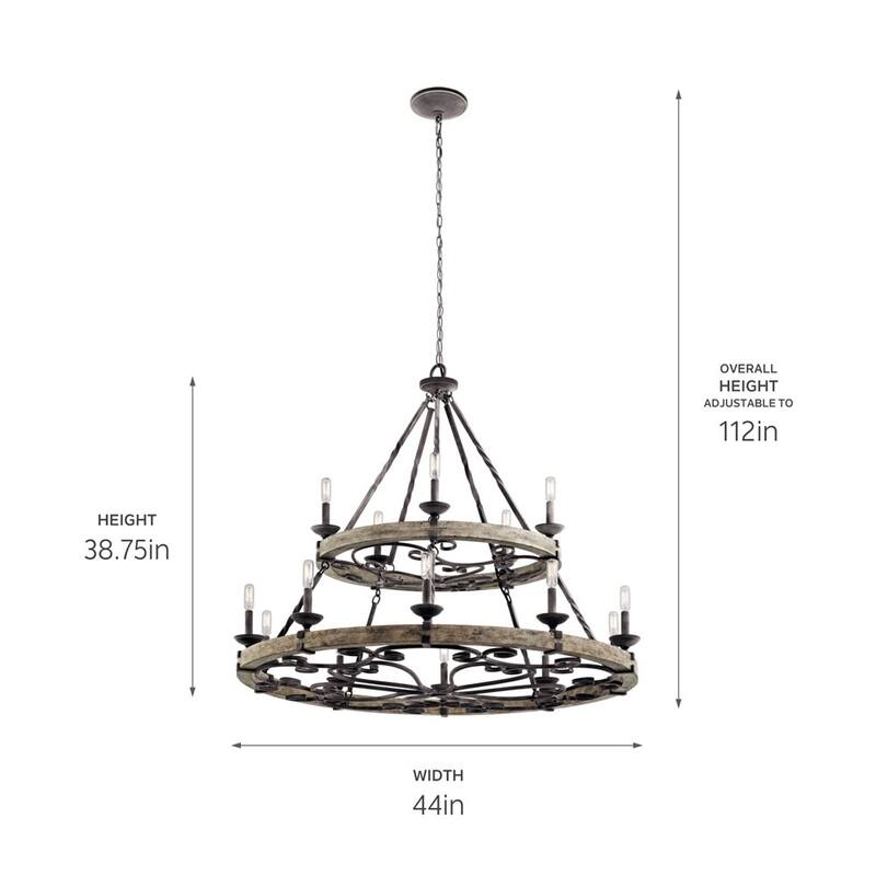 Kichler Taulbee 15 Light 44" Wide 2 Tier Ring Chandelier