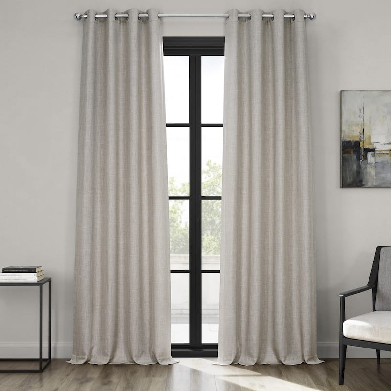 Exclusive Fabrics Grommet Textured Faux Linen Room Darkening Curtains for Bedroom & Living Room Curtains (1 Panel) - 50 X 96 - Oatmeal
