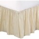 preview thumbnail 1 of 5, Cozy Line Golden Farmhouse Ticking Cotton Bed Skirt Cream Striped Ruffled Dust Ruffle, Tailored 16" Drop