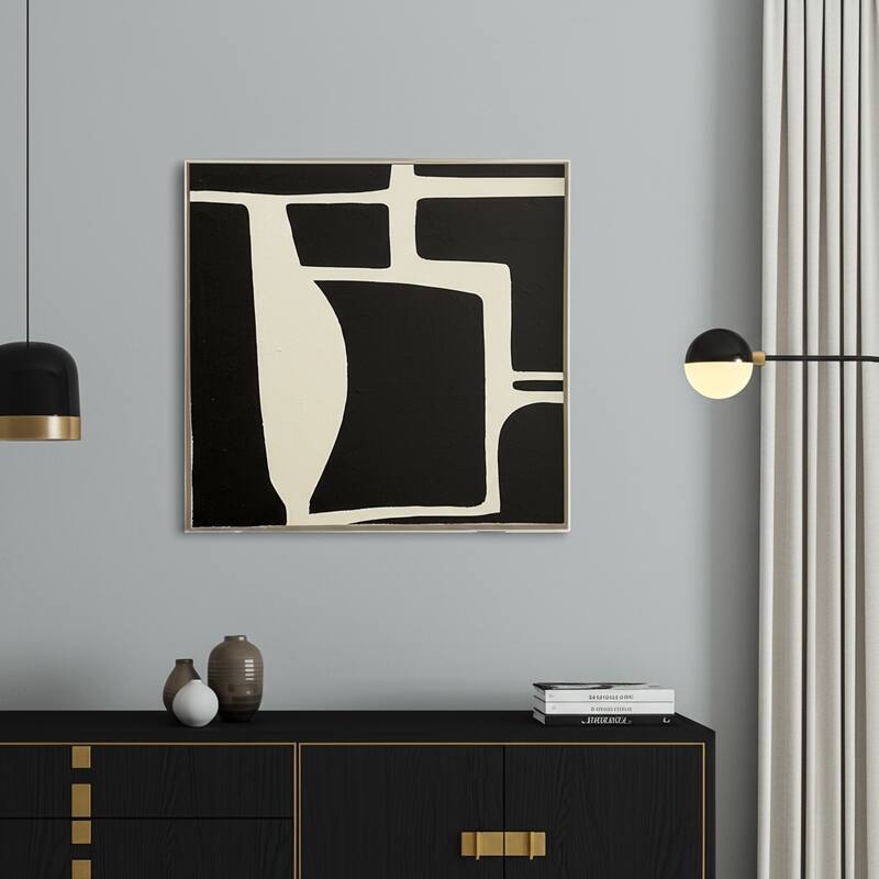Canvas Wall Art Wood Frame Abstract Decorative Design - 40" Multi - Wood - Multi - 40" x 2" x 40"