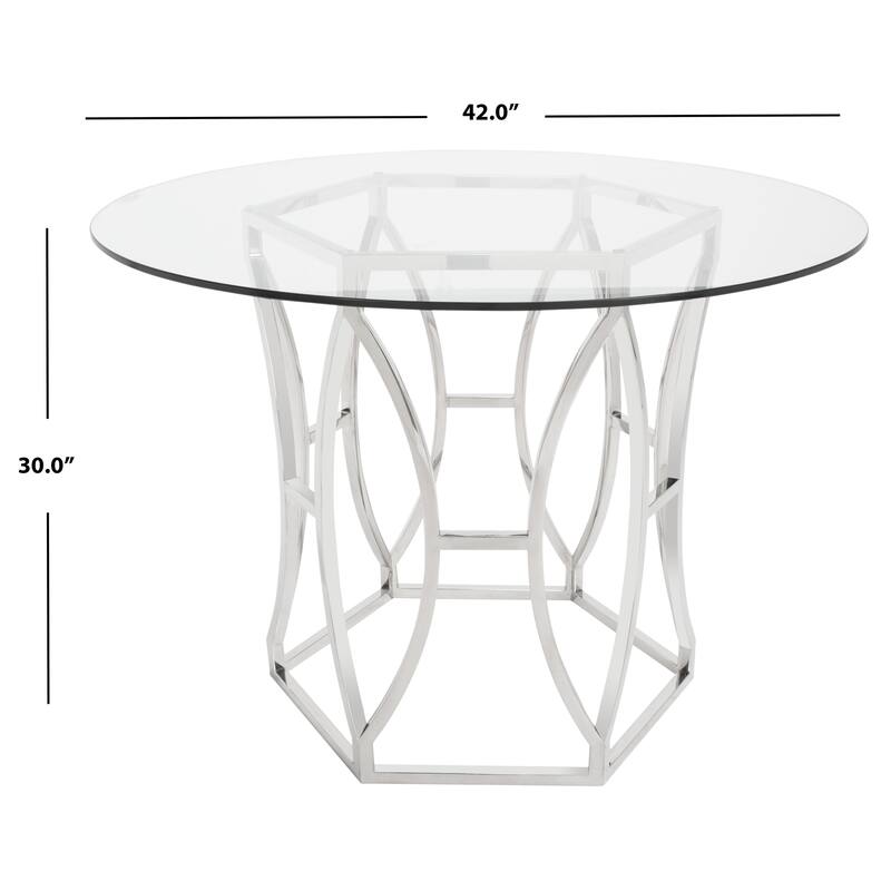 SAFAVIEH Couture Shaw Glass Top Round Dining Table