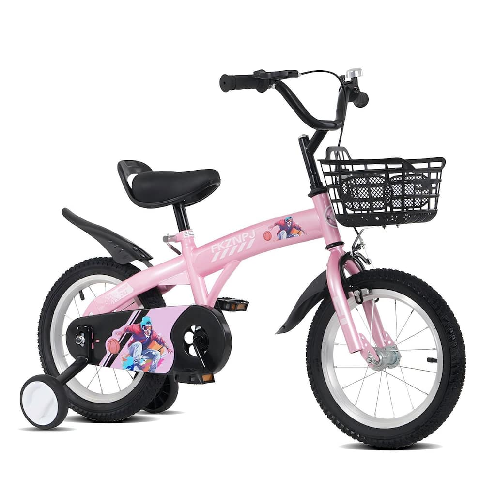 18 inch sporty kids bike with training wheels and stand Adjustable saddle Suitable for boys and girls aged 5-10 years