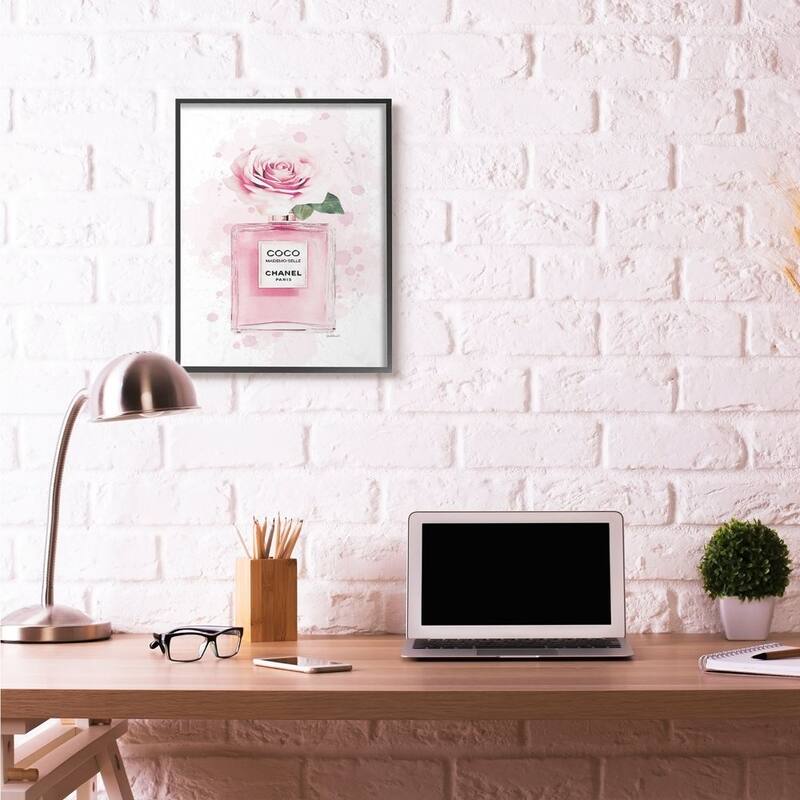 Stupell Pink Flower Perfume Fashion Glam Design Framed Wall Art