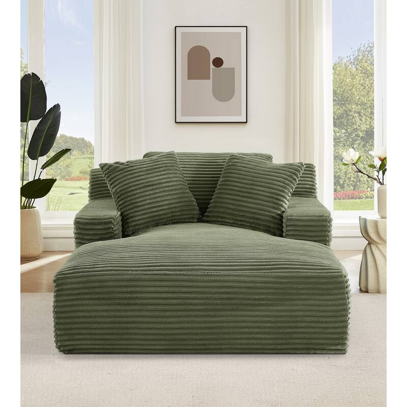 Oversized Corduroy Upholstered Sleeper Sofa Bed Cozy Cloud Chaise