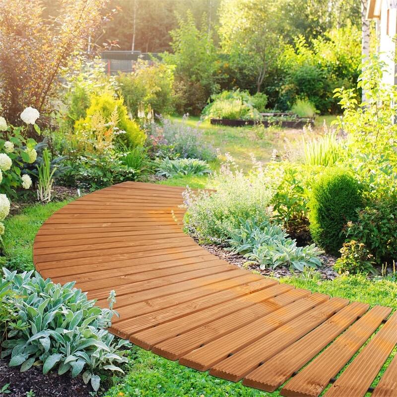 8ft Wooden Garden Pathway, Curved Roll-Out Cedar Walkway for Wedding or Beach