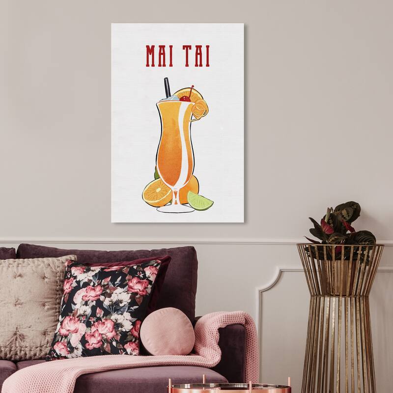 Wynwood Studio 'Mai Tai Cocktail' Drinks and Spirits Wall Art Canvas Print Cocktails - Orange, White - 20 x 30