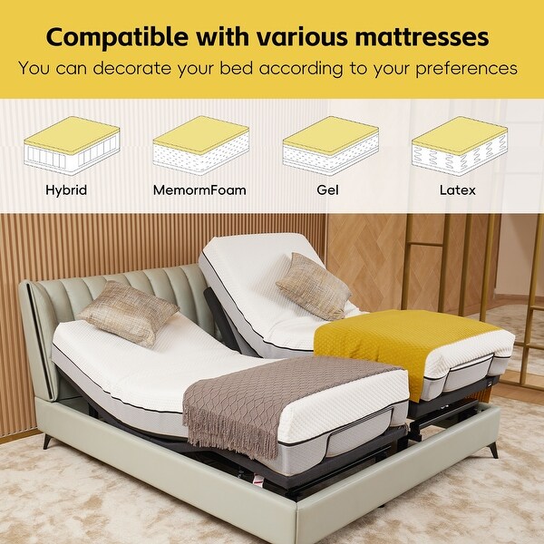 Ergonomic Adjustable Bed,Zero Gravity Base for Stress Management w