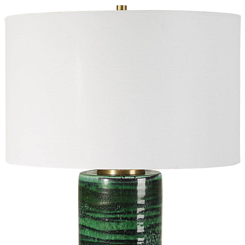 Uttermost Galeno Emerald Green Table Lamp - 28"H,   Shade 10"H x 17" Dia.