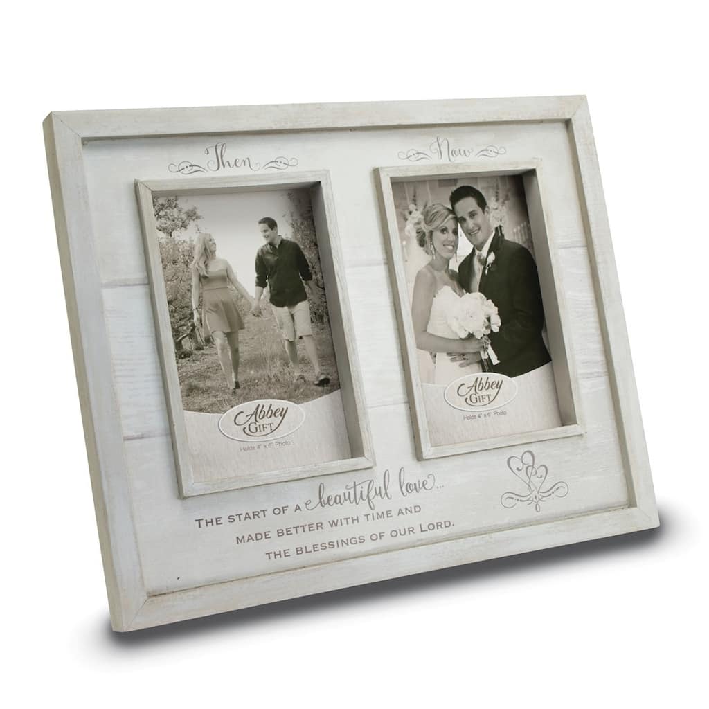 Curata Then and Now Anniversary Wood Frame Boxed Holds 2-4x6 Photos