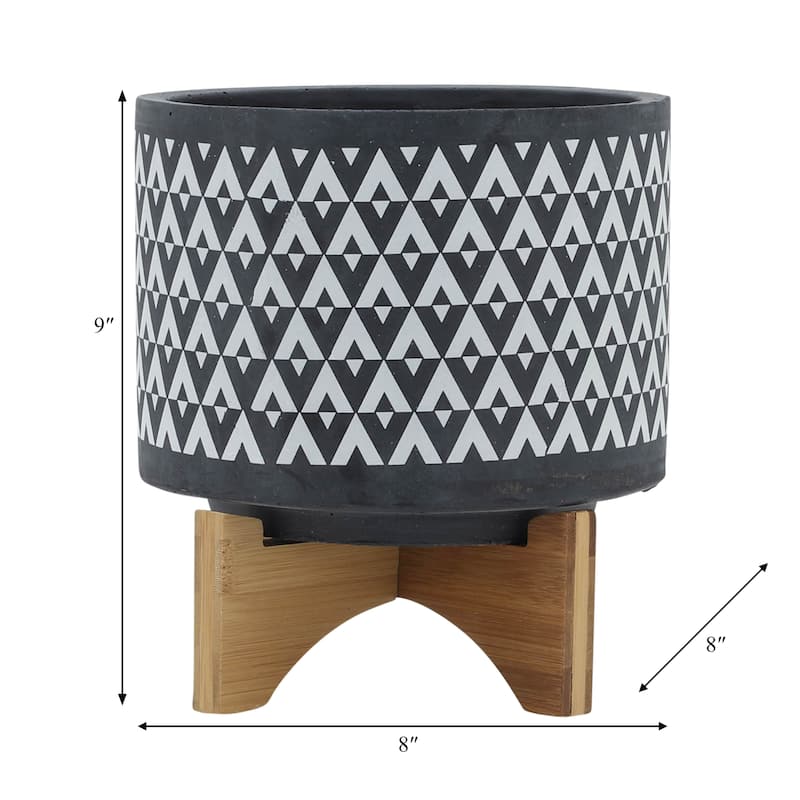 Sagebrook Home Elegant Ceramic Planter on Wooden Stand - Perfect for Modern Home Decor and Plant Lovers