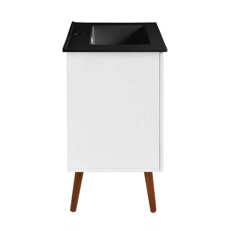 Manoir 18 In. White Bathroom Vanity With Black Ceramic Sink Top