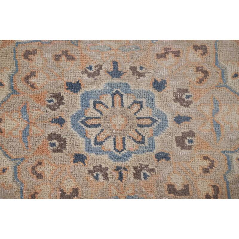 Hand Knotted Oriental 100% Wool Carpet Traditional Floral Oranges & Rust Mashad Area Rug - 8' 10'' X 5' 6''