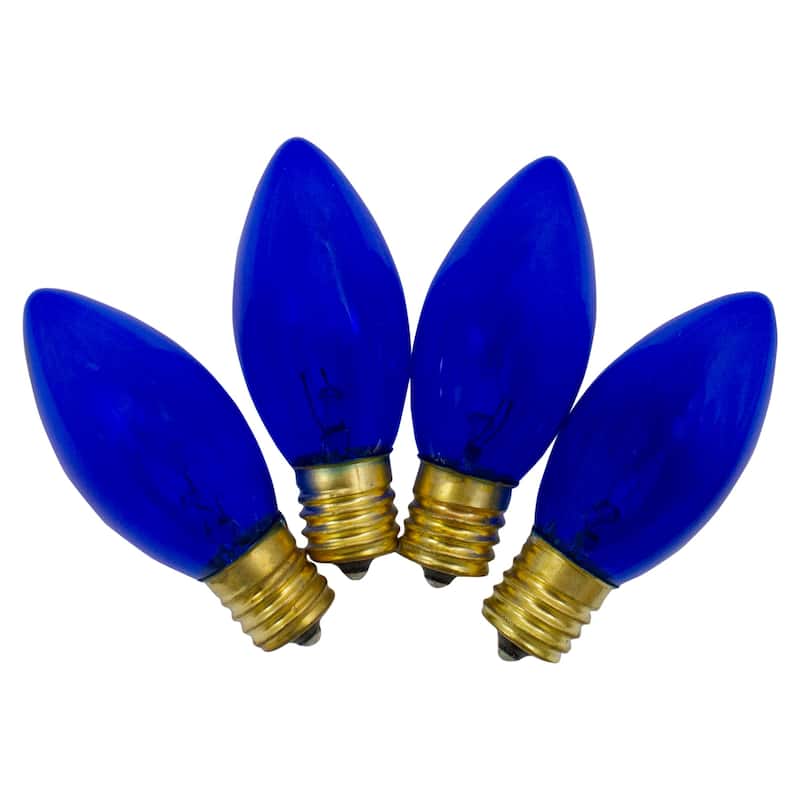 Pack of 4 Blue C9 Transparent Christmas Replacement Bulbs - 3"