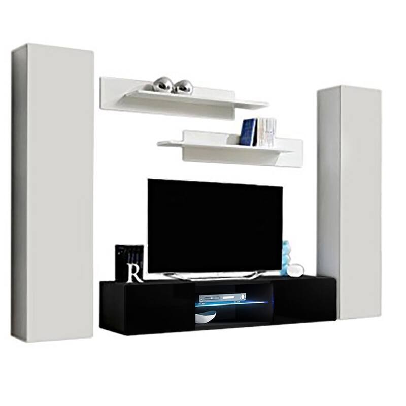 Fly AB1 33TV Wall Mounted Floating Modern Entertainment Center - White/Black