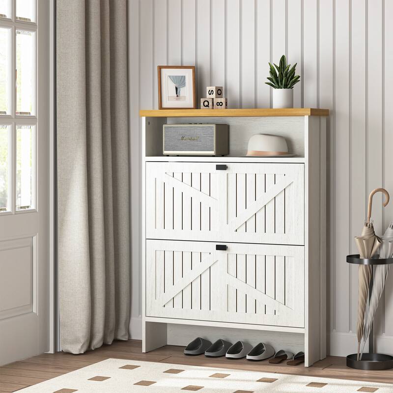 Multi-functional Modern Minimalist Natural The upper and lower folding four-layer MDF shoe cabinet