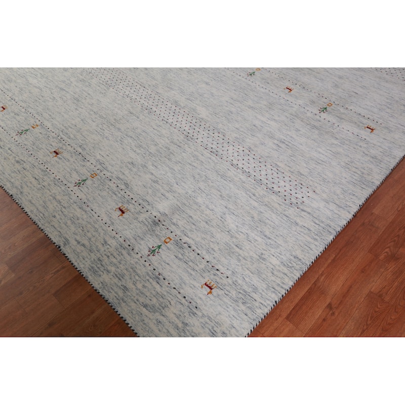 Tribal Gabbeh Indian Area Rug Hand-Knotted Living Room Wool Carpet - 8'2" x 10'0"