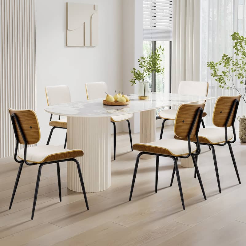 Faux Leather Upholstered Dining Chairs Set of 2/4 - 33.5" H x 17.5" W x 23" D