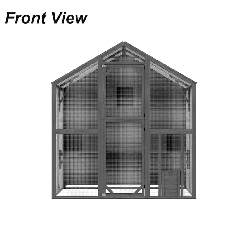 Multi-Functional Wood Chicken Coop Hen House or Cat Cage with Wire Mesh Run