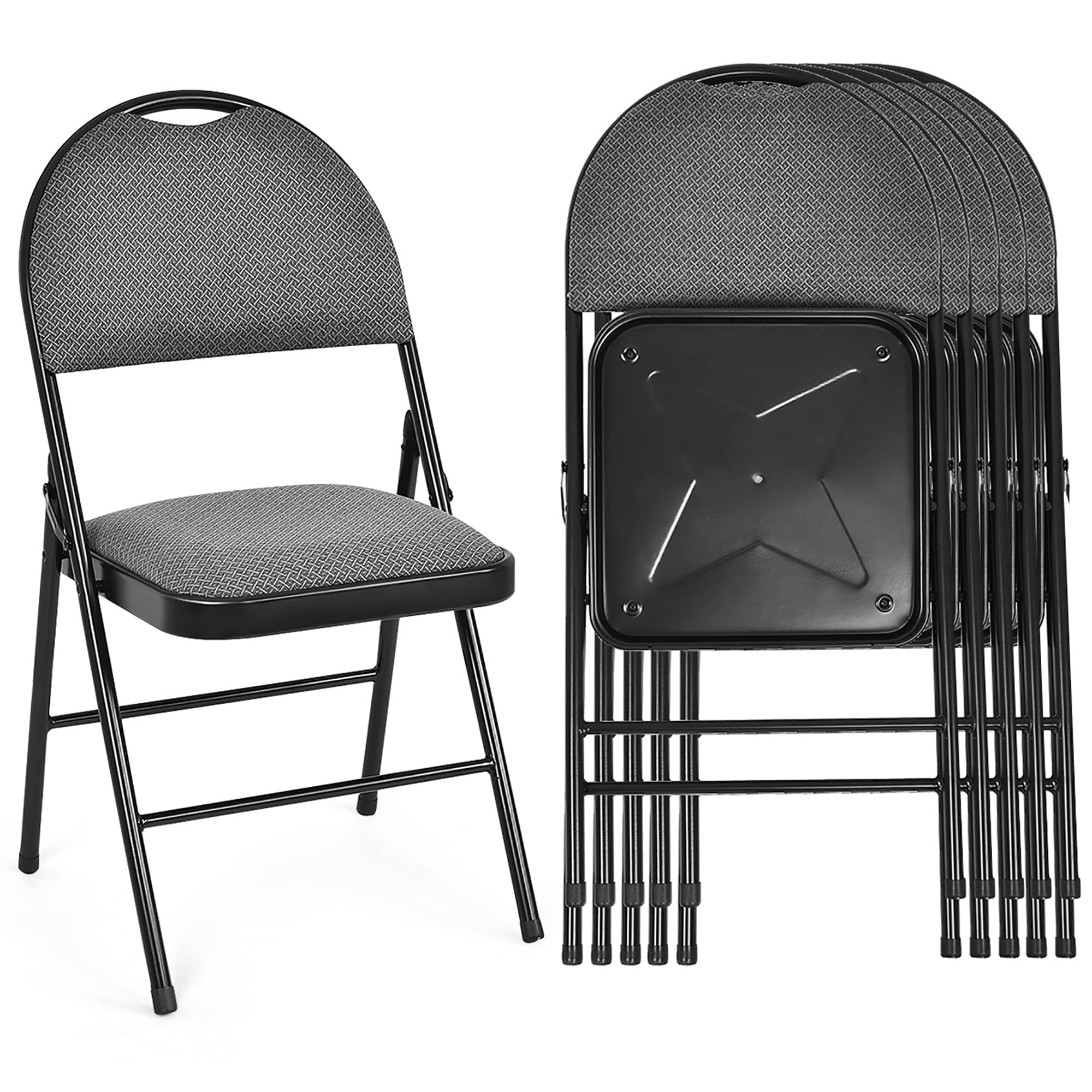 Metal Fabric Padded Folding Chair Set of 6 On Sale Bed Bath