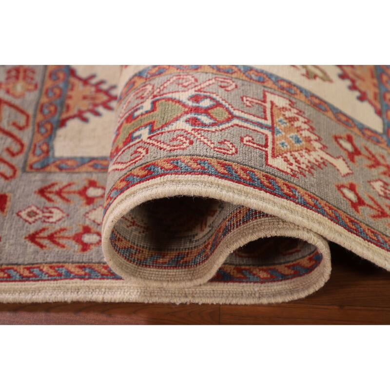 Kazak Oriental Accent Rug Handmade Beige Wool Carpet - 3'3"x 5'1"