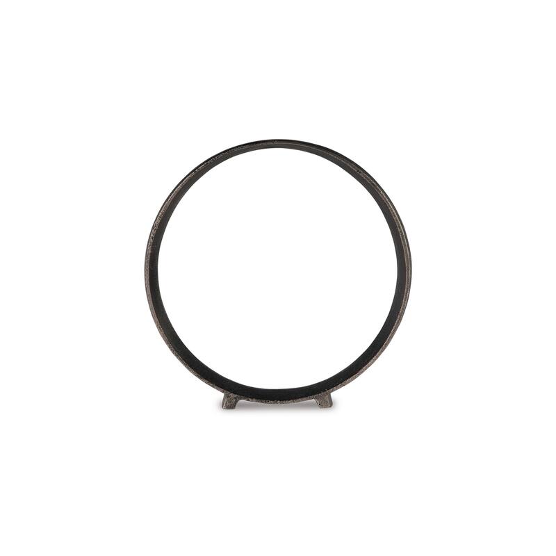 Dalie Sculpture, Round Metal Accent Tabletop Size, 14 Inch, Black