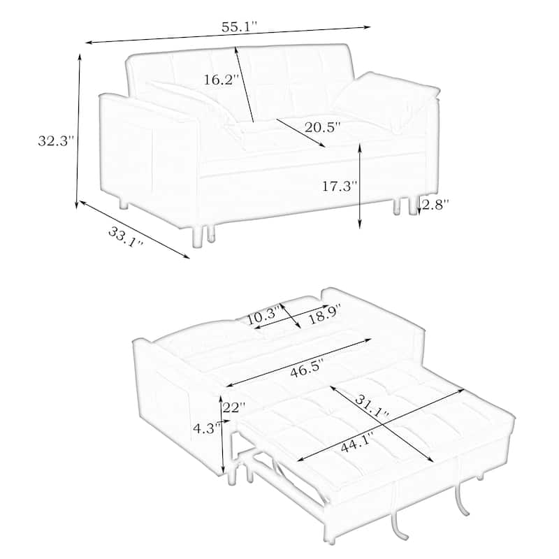 Folding Sofa Bed Adjustable Back