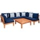 preview thumbnail 8 of 15, SAFAVIEH Outdoor Granton 5-piece Solid Wood Sectional Conversation Set