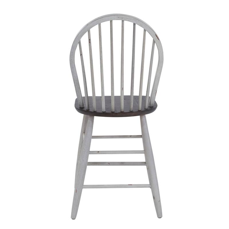Farmhouse Two Tone White Windsor Back Counter Chair- Set of 2