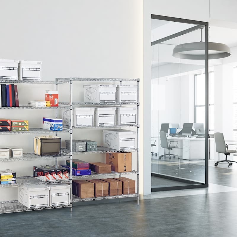 Seville Classics 48 in W x 18 in D x 72 in H, UltraDurable Commercial-Grade 6-Tier Steel Wire Shelving with Wheels